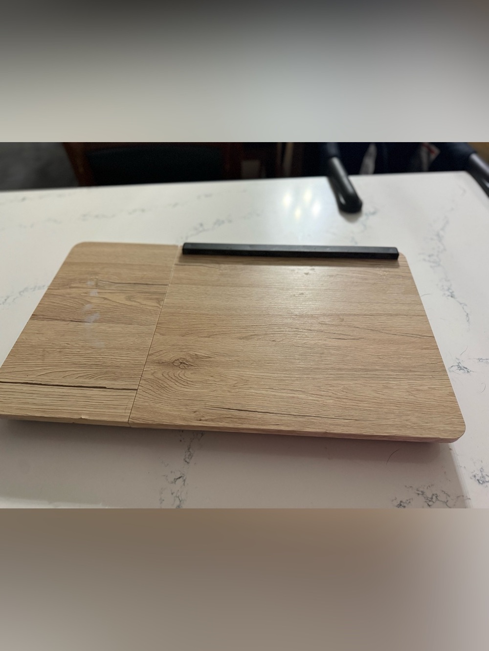 Wood Grain Tablet Lap Desk with Black Device Ledge